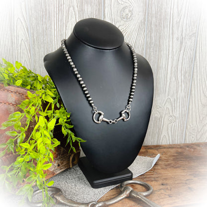 Western Broken Horse Bit Necklace - Silver