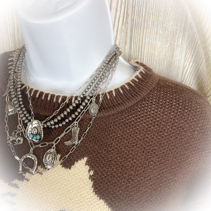 Cowboy Take Me Away Sweater - Dark Brown - Western