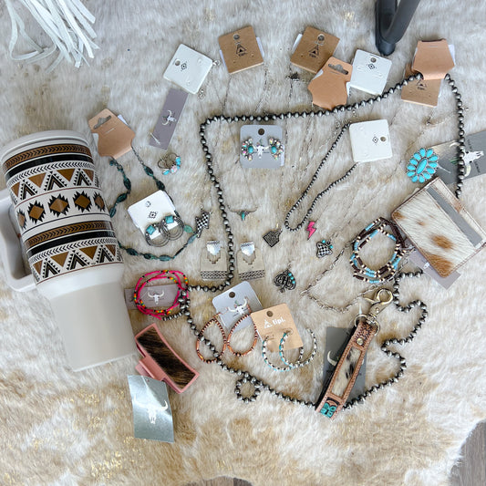Mystery Western Tumbler Filled With Jewelry & Accessories Surprise ($220–$500+ Value!) (Mystery western jewelry jar.... but better)