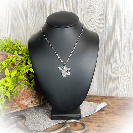 Western Flower Cow Necklace