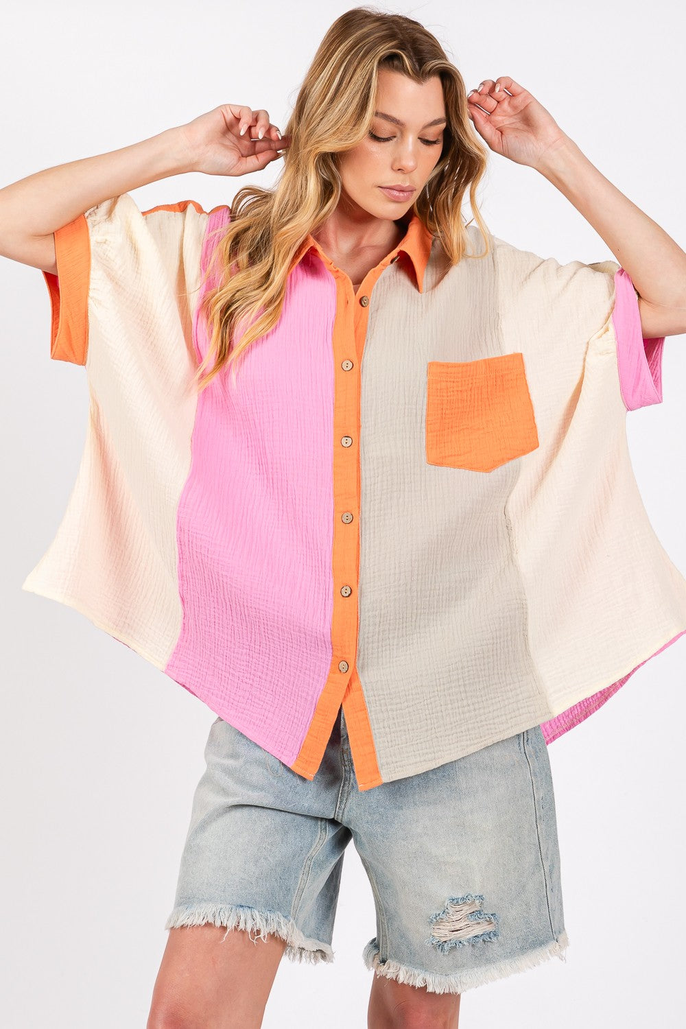 Color Block Button-Down Shirt - Online Exclusive