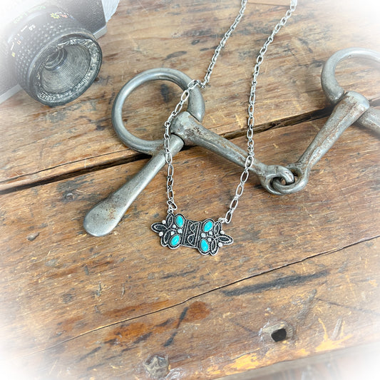 Western Bootstitch Bar Necklace