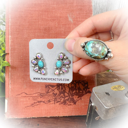 Maybe Later Western Turquoise Stud Earrings
