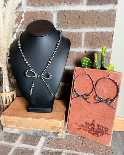 Western Bow Necklace & Earring Set - Multiple Colors