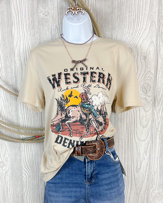 Original Western Denim Cowboy Skeleton Graphic Tee – Unisex Fit