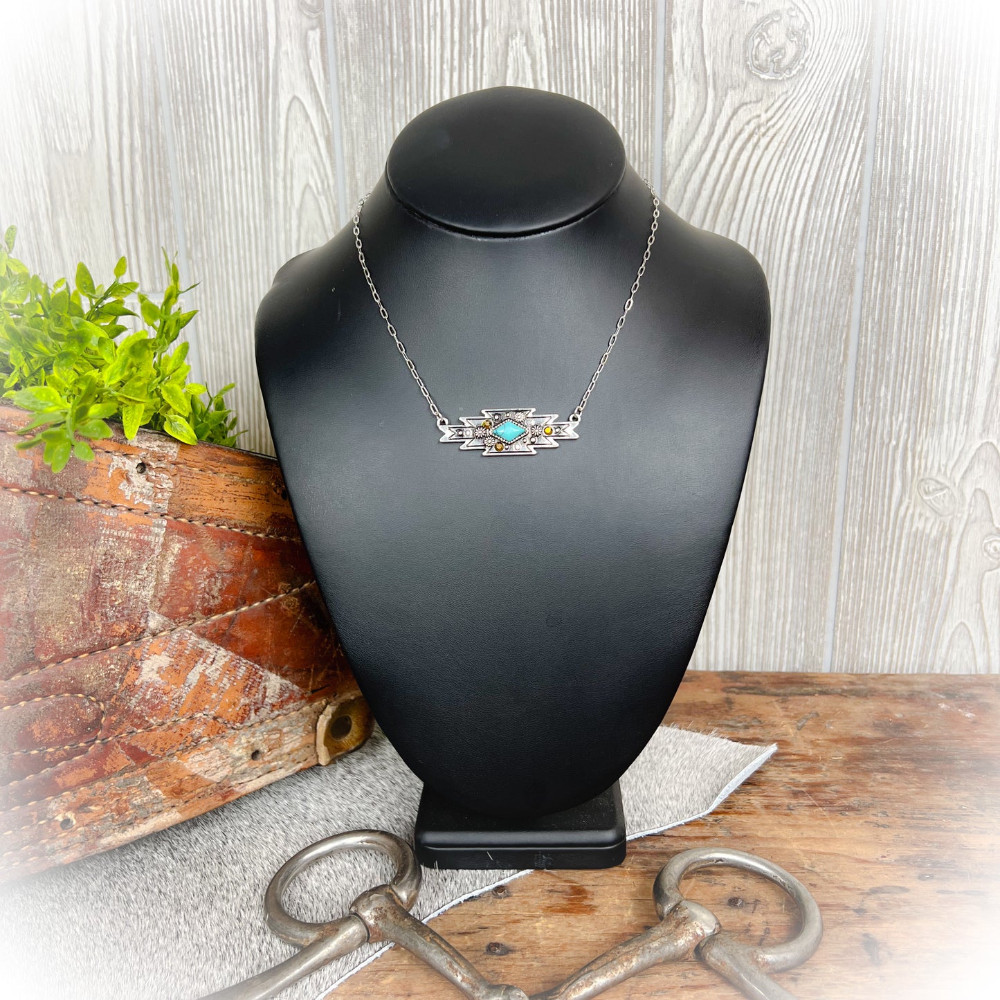 Cavern Western Aztec Bar Necklace | Western Aztec Pendant Necklac