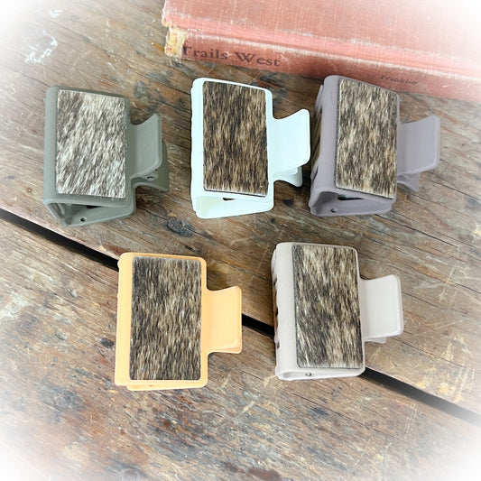 Western Cowhide Claw Clips - Small