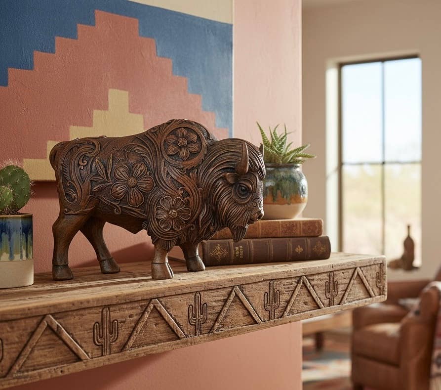 TOOLED FLOWER BISON BROWN