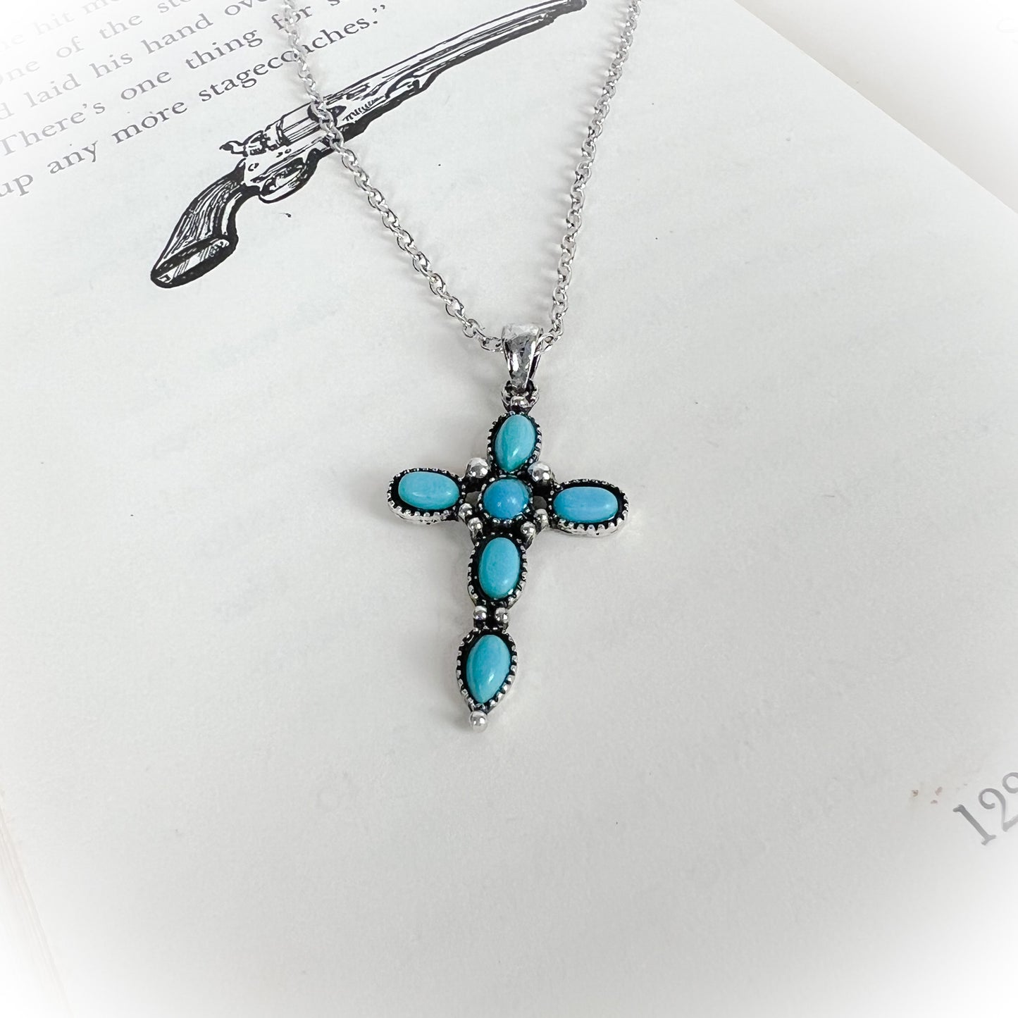 Western Turquoise Cross Necklace