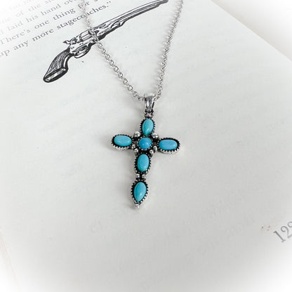 Western Turquoise Cross Necklace