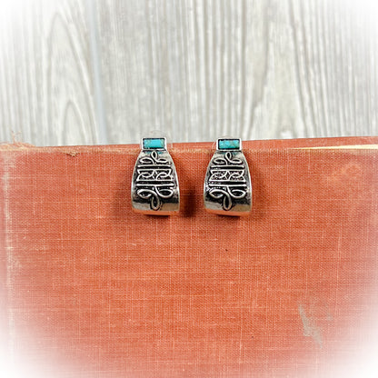 Western Boot Stitch Curled Earrings