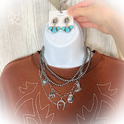 Bareback Jack Western Boot Stitch Crewneck Sweatshirt - Brown