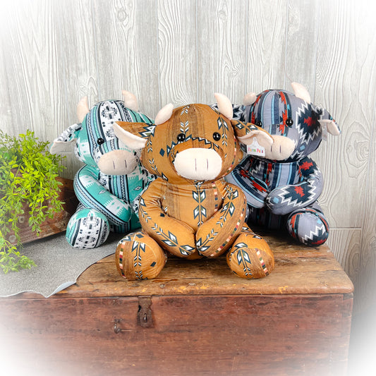 Cow Western Plushie – Multiple Colors | 18" x 12"