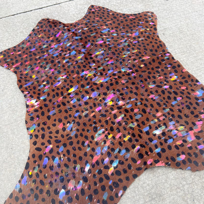 Wild Rainbow Leopard Cowhide Rug – Small Genuine Western Hide (Approx. 2' x 3')