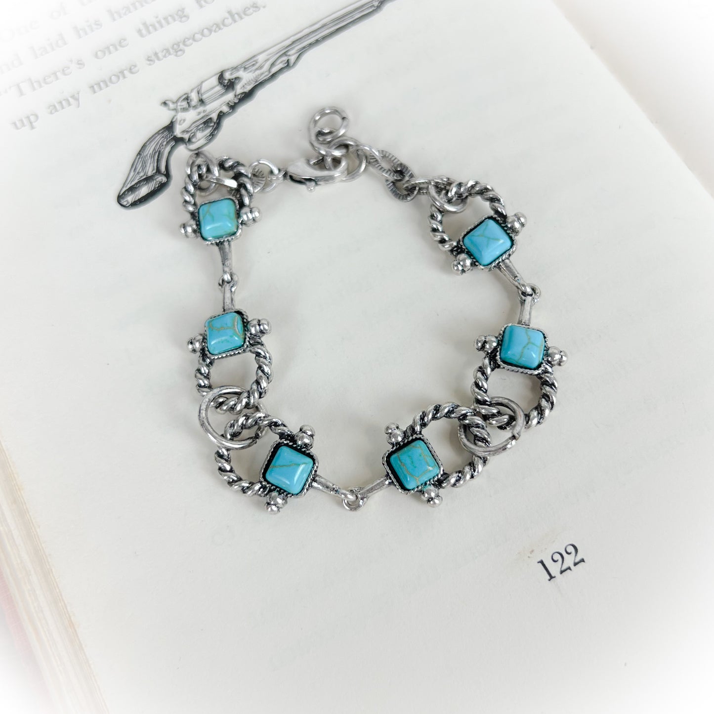 Western Rope Horse Bit Bracelet – Turquoise