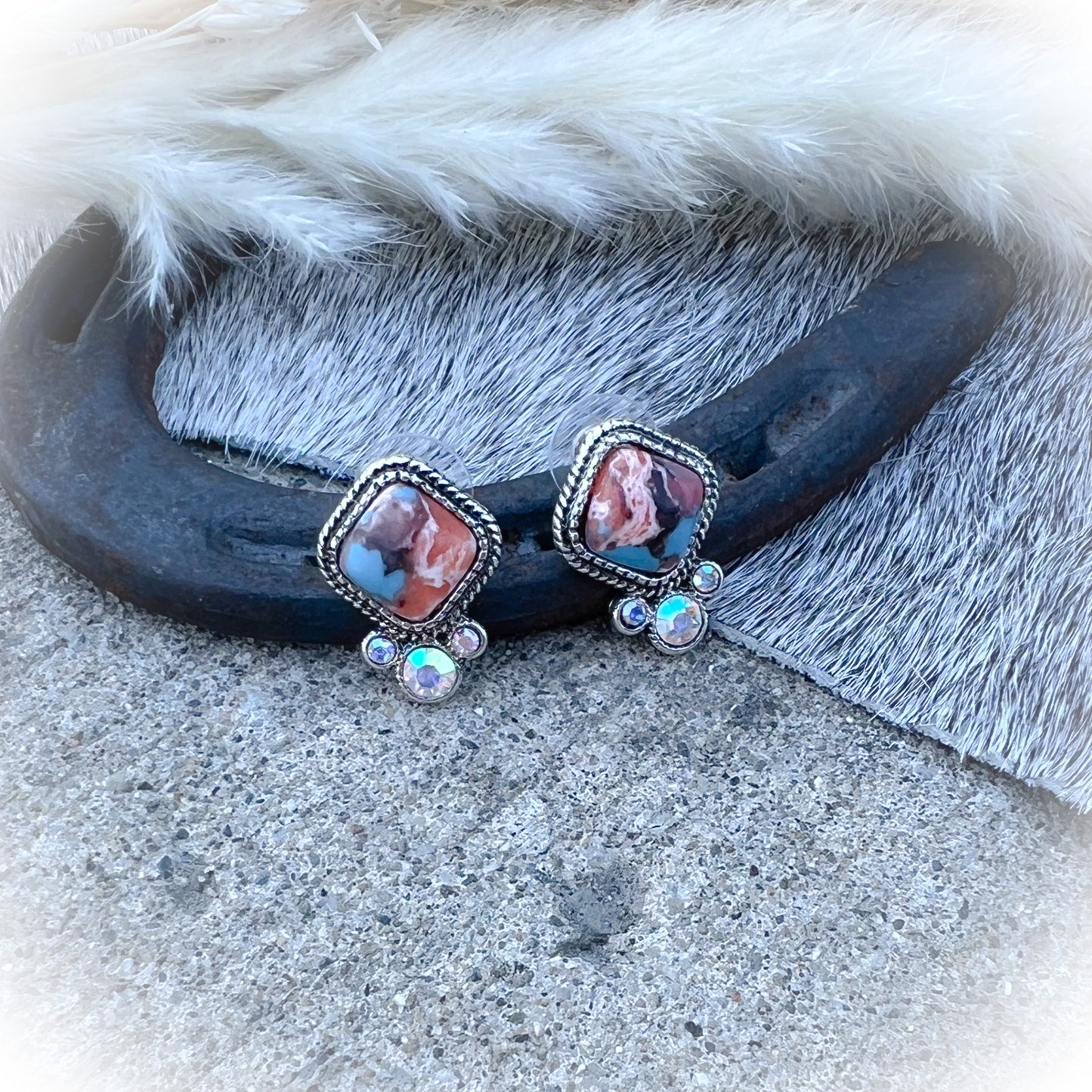 Majestic Western Everyday Stud Earrings - Mixed Turquoise