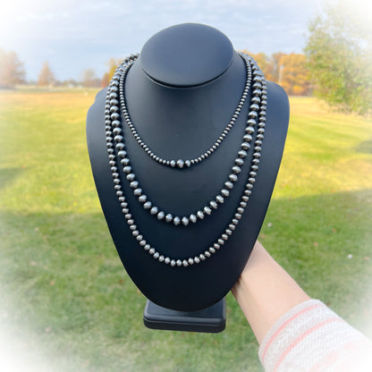 3 Row Western Faux Navajo Style Pearl Necklace