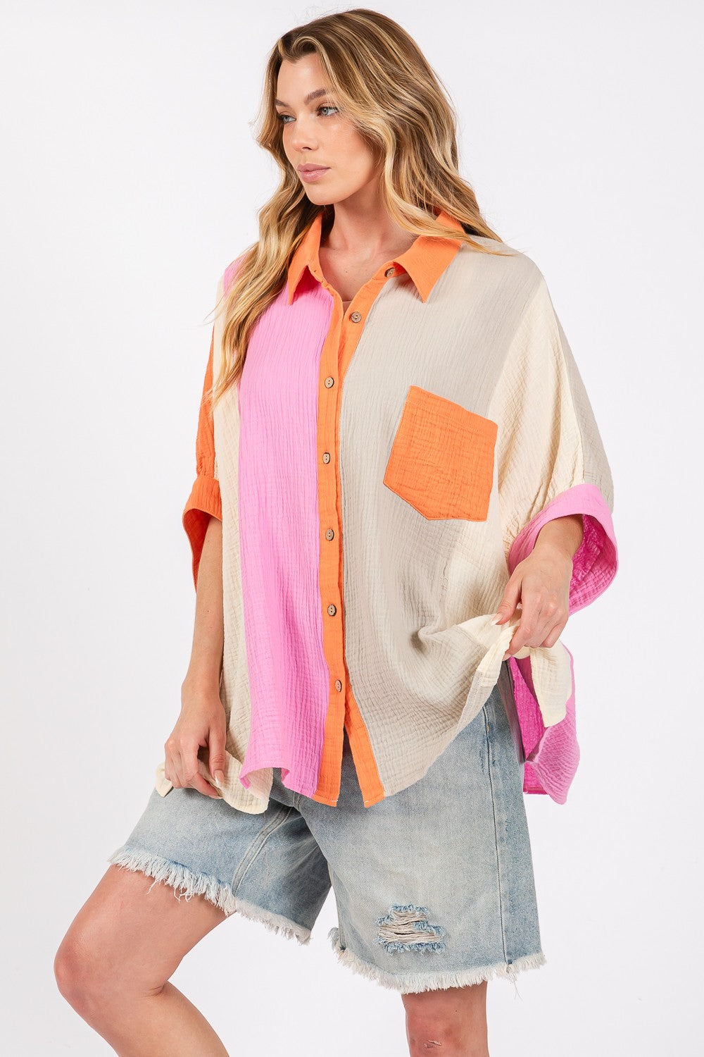 Color Block Button-Down Shirt - Online Exclusive