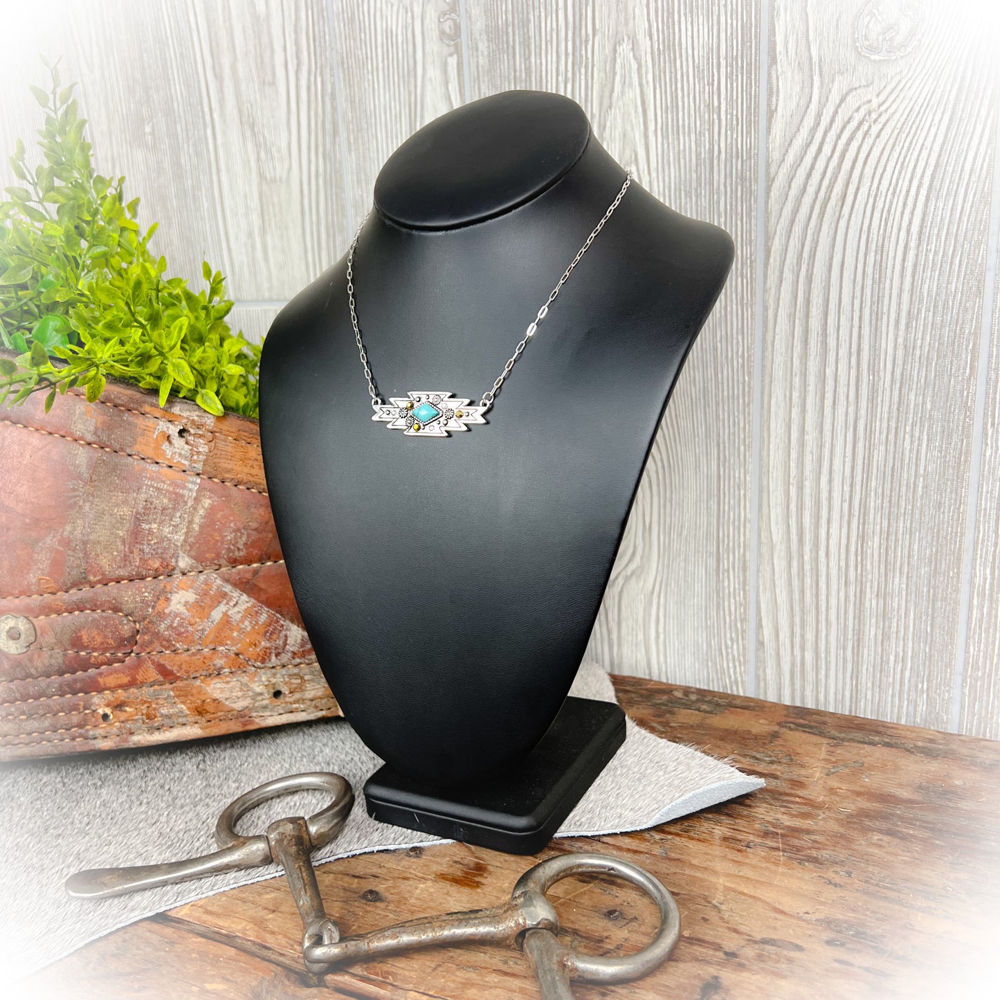 Cavern Western Aztec Bar Necklace | Western Aztec Pendant Necklac