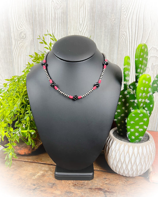 Roll The Dice Choker Necklace - Hot Pink
