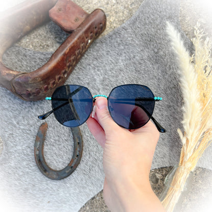 Outlaw Octagon Western Boho Turquoise Stone Sunglasses