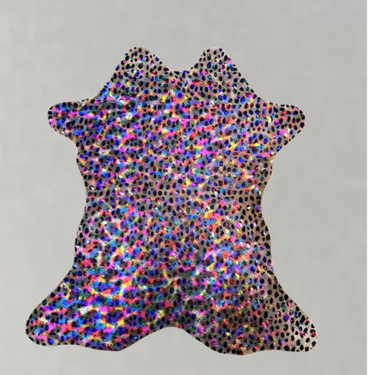 Wild Rainbow Leopard Cowhide Rug – Small Genuine Western Hide (Approx. 2' x 3')