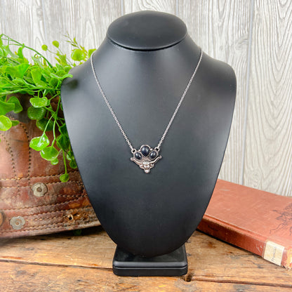 z-Western Three Stones Steer Necklace - Black