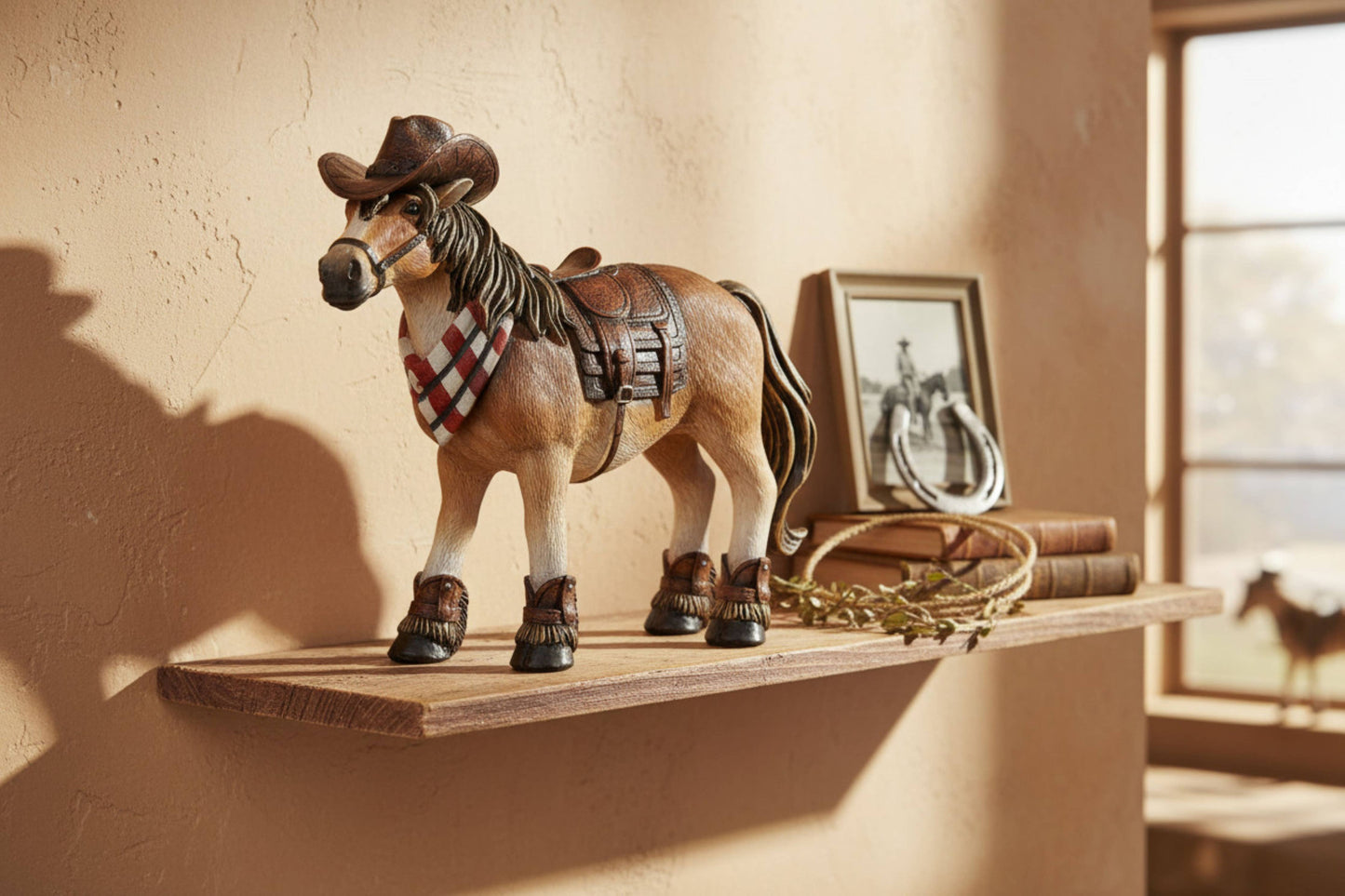 HORSE WITH COWBOY HAT WESTERN DECOR