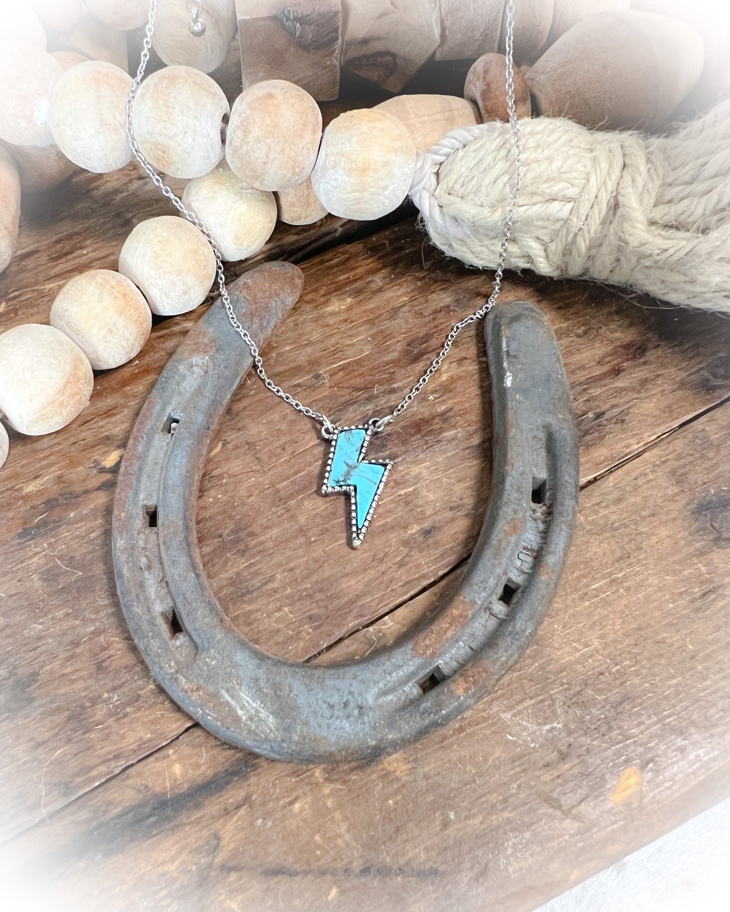 Lightning Bolt Necklace - Turquoise