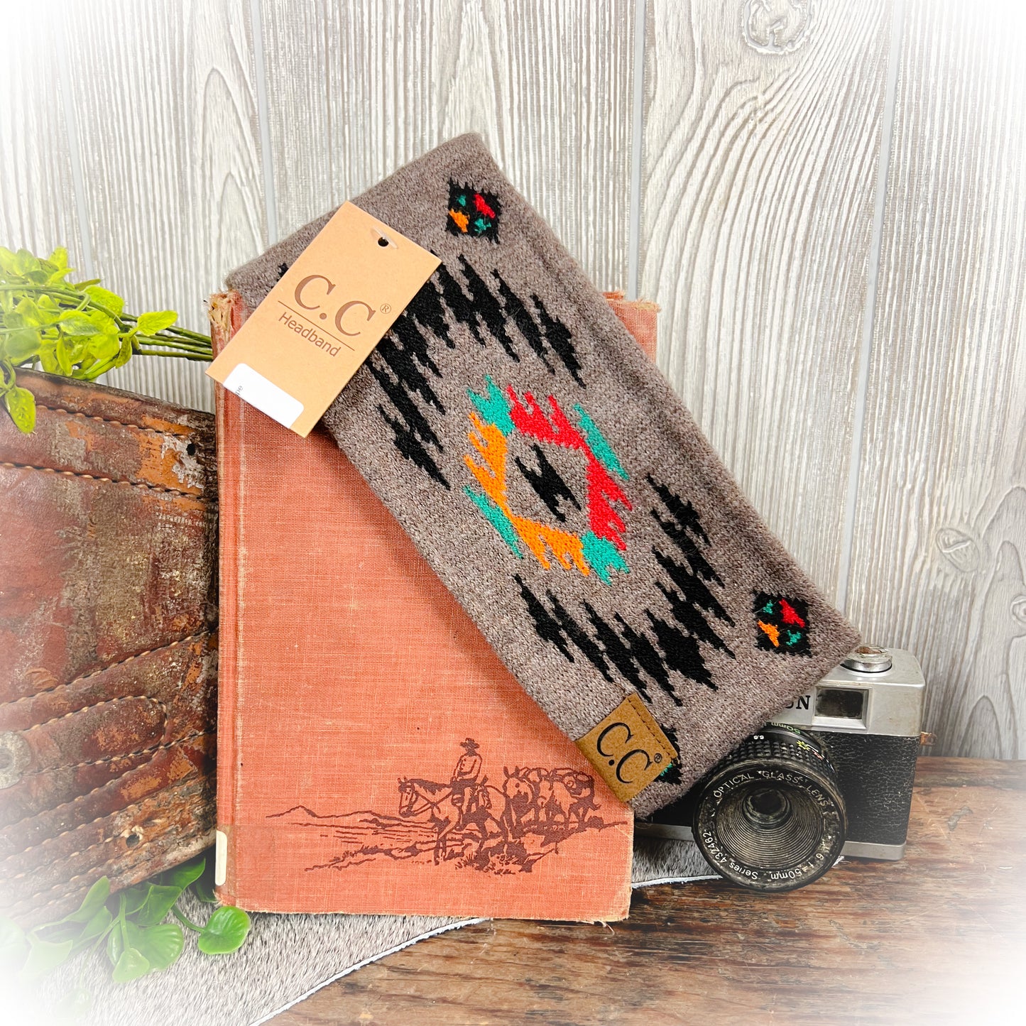 Soft Aztec Winter Headband - Taupe