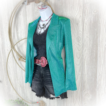Western Turquoise Sparkly Iridescent Blazer