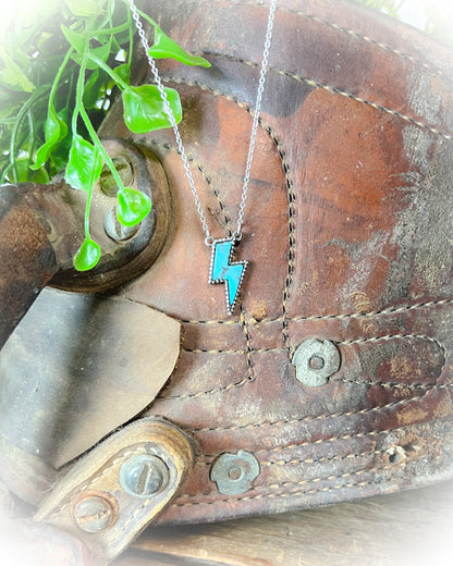 Lightning Bolt Necklace - Turquoise