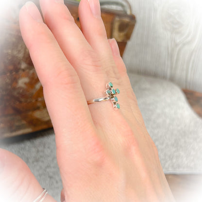 Sterling Silver Authentic Turquoise Cross Ring | Adjustable Western Jewelry