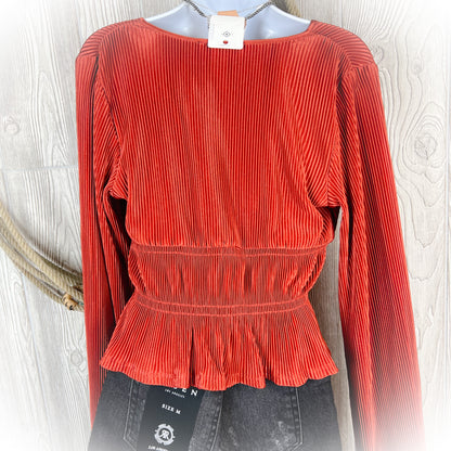 Rusty Fall Western V-Neck Blouse
