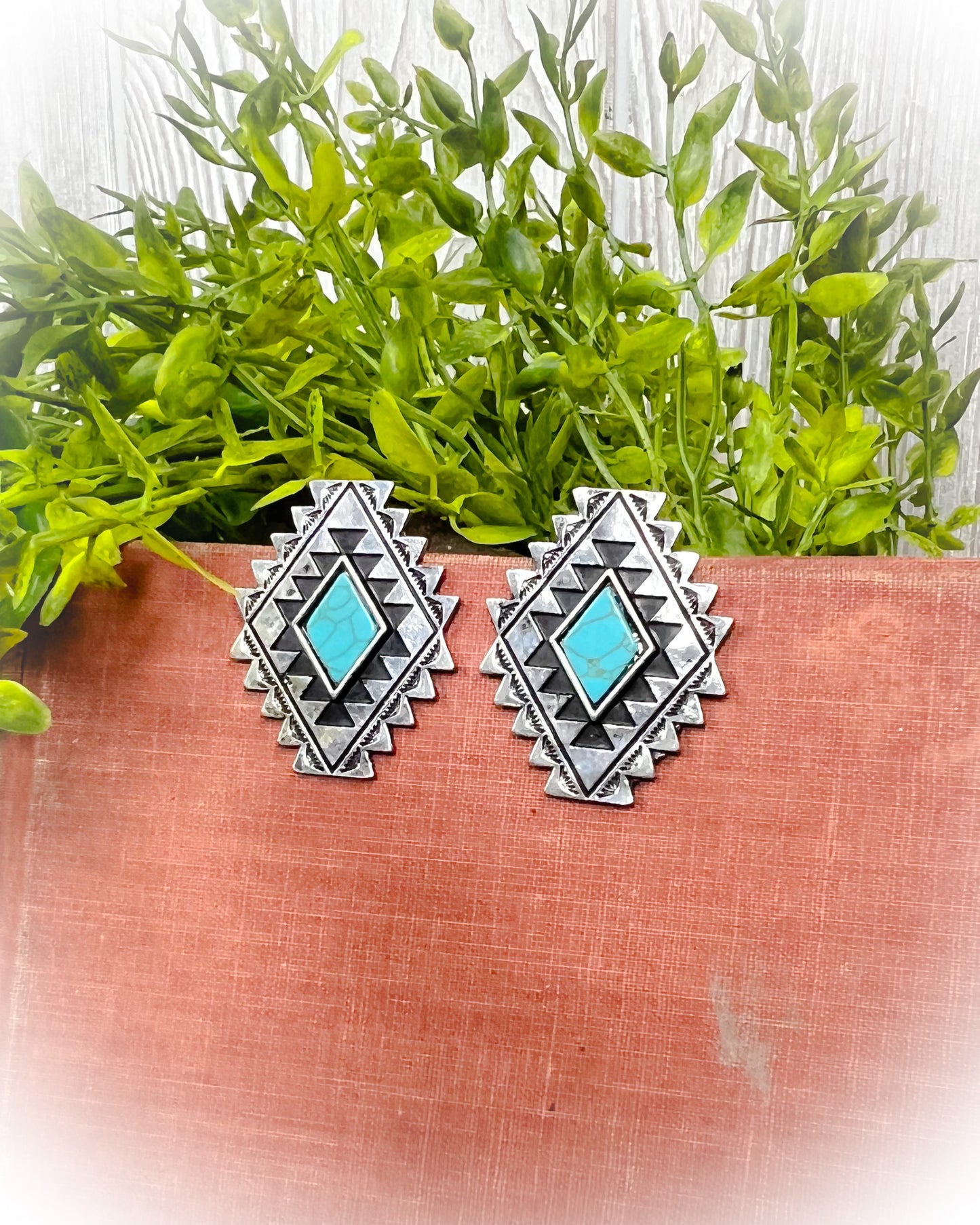 Western Aztec Large Stud Earrings