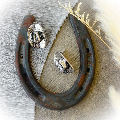 Western Rustic Cowboy Hat Stud Earrings