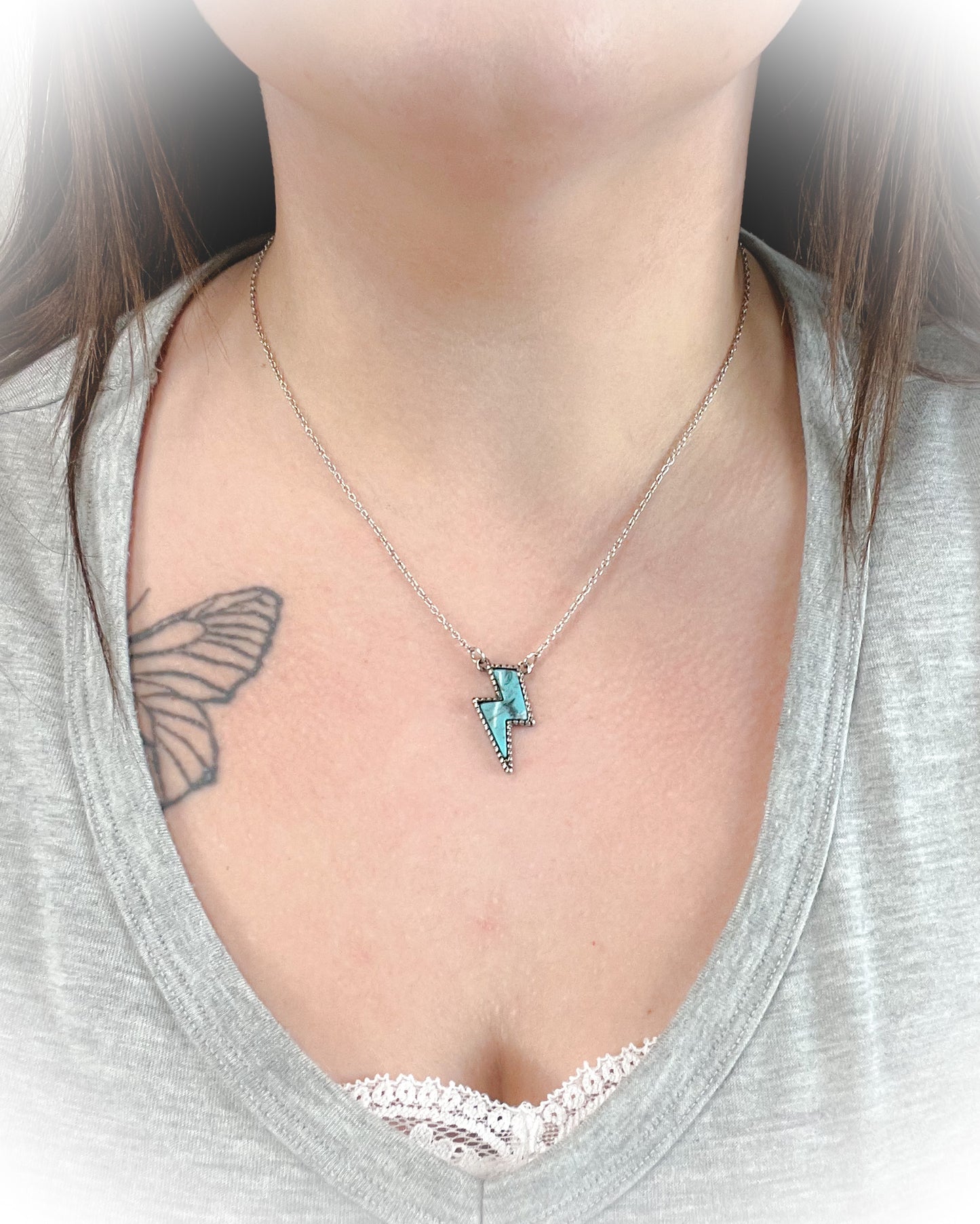 Lightning Bolt Necklace - Turquoise