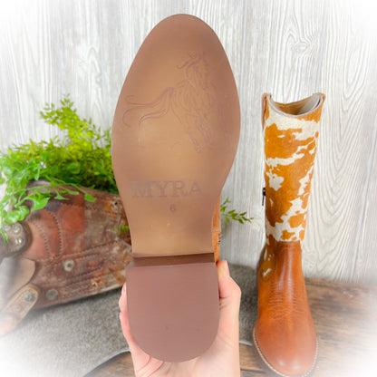 Cowhide & Leather Western Boots – Rounded Toe