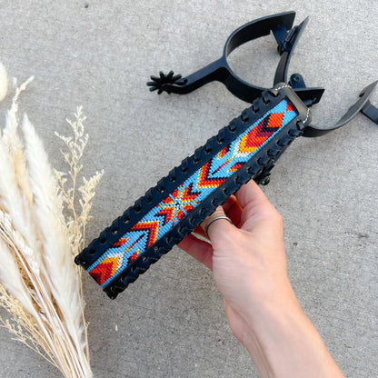 Running Wind Western Black Leather Dog Collar