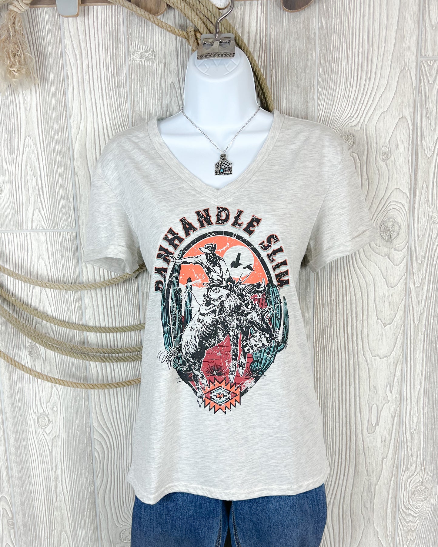 Call Me Cowboy V-Neck Graphic Tee