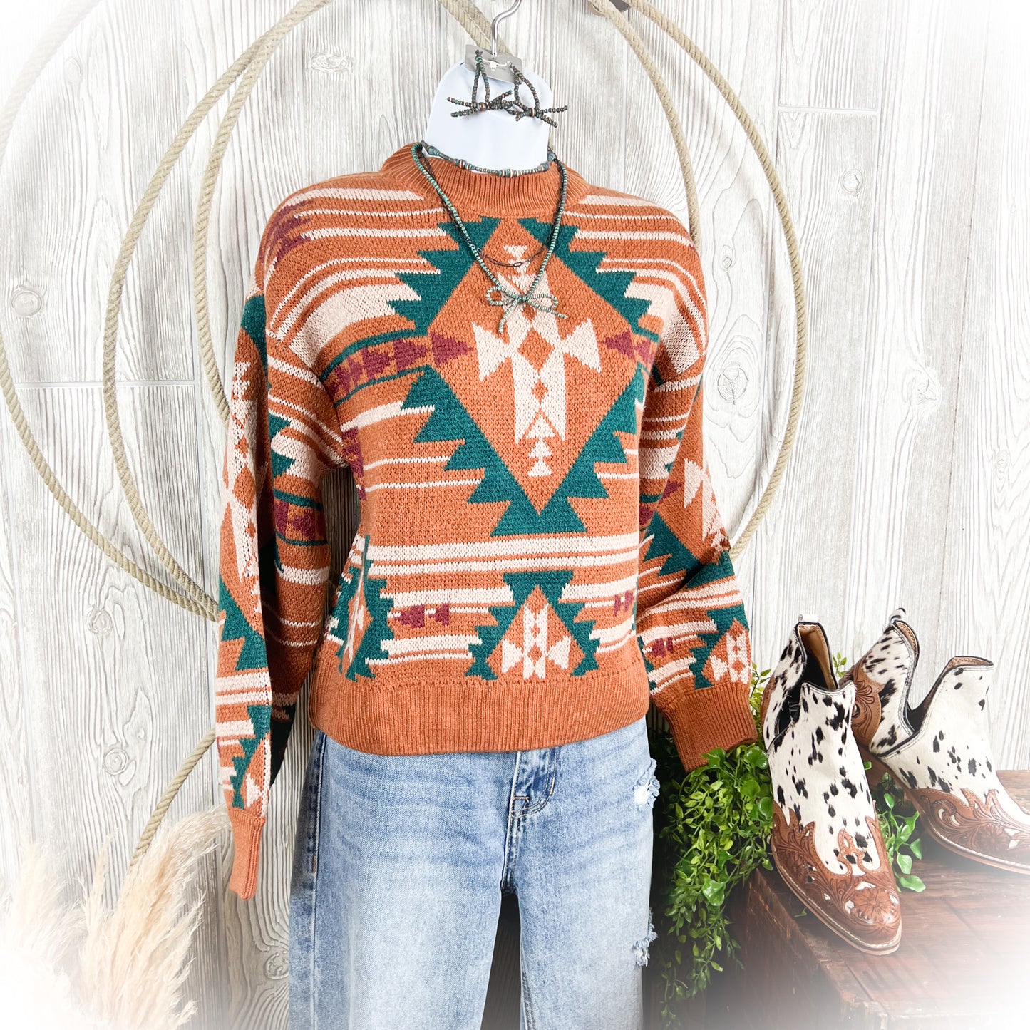Boho Cowgirl Western Knit Sweater