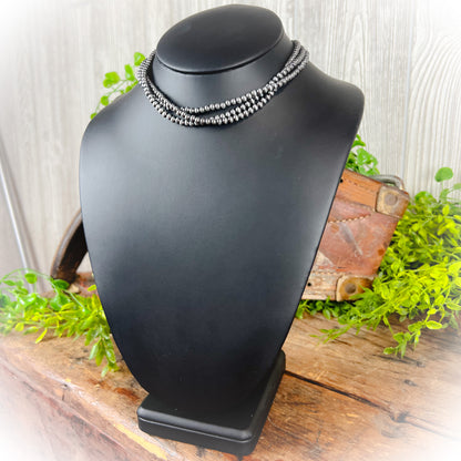 Twisted Navajo Style Pearl Layered Choker - 4mm