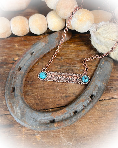 Concho Iron Bar Necklace - Bronze