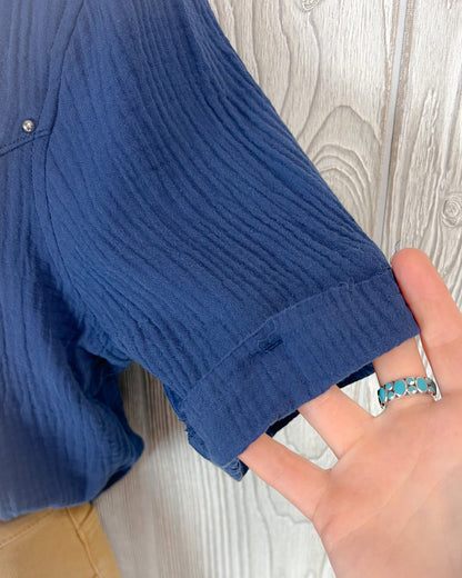 Midnight Rodeo Studded Button Top – Navy