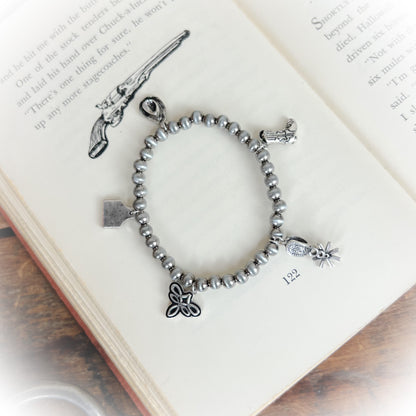 Western Style Charm Stretch Bracelet - Silver