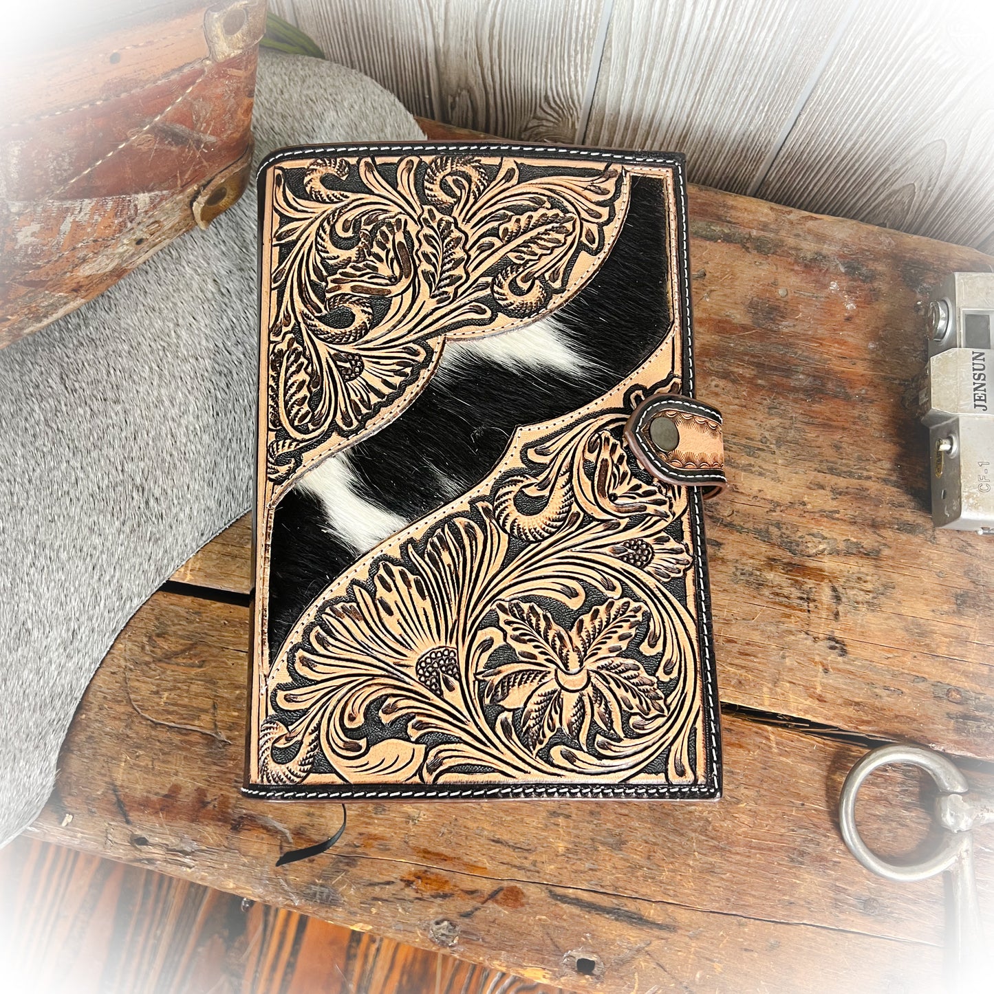 Unshaken Faith Western Tooled Leather & Cowhide Bible Cover