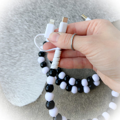 Black & White Beaded Charging Cord