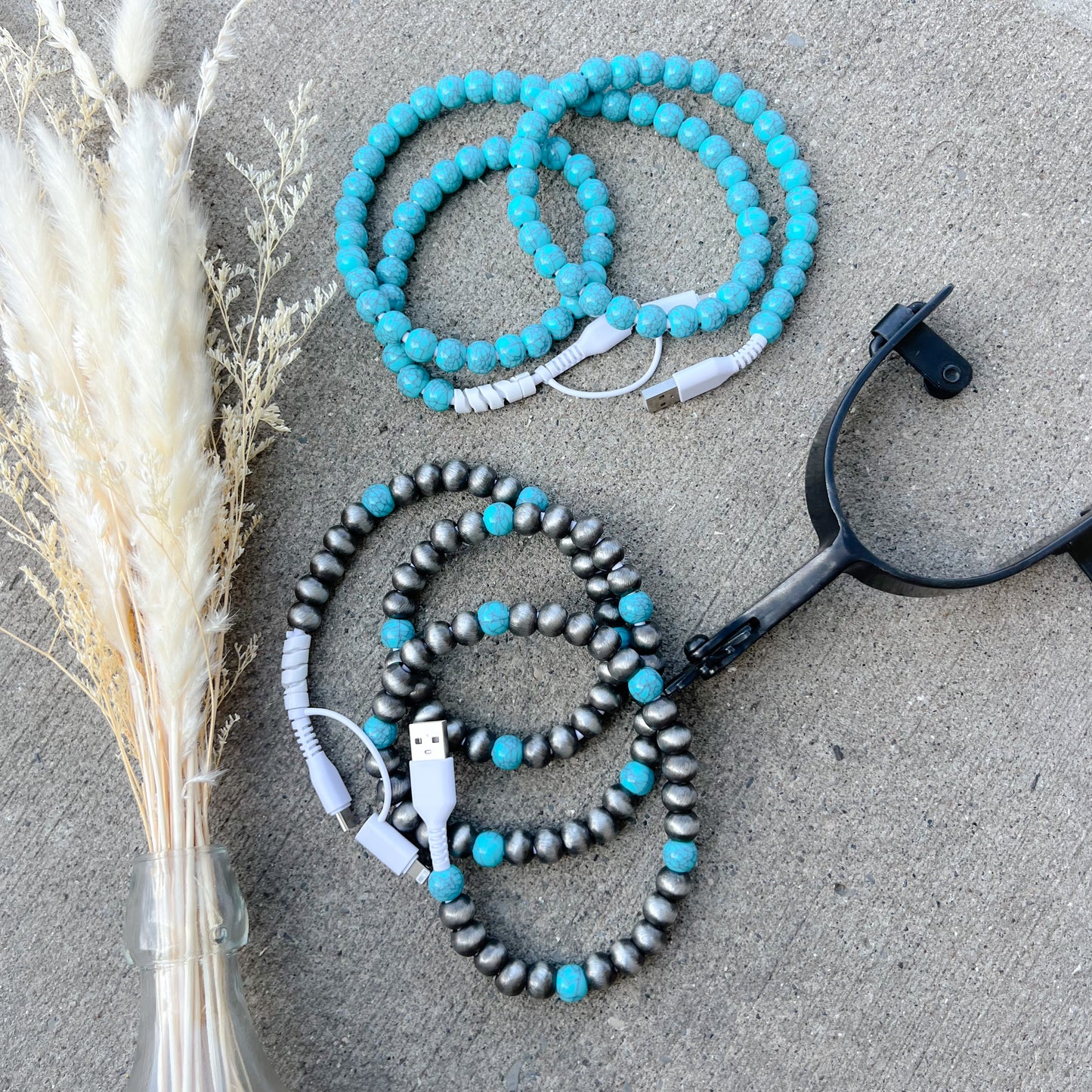 Western Turquoise Beaded Western Charging Cord