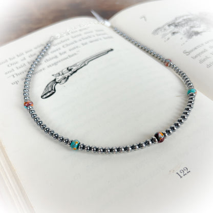 Maisie - Mohave Turquoise & Sterling Silver Pearl Choker Necklace