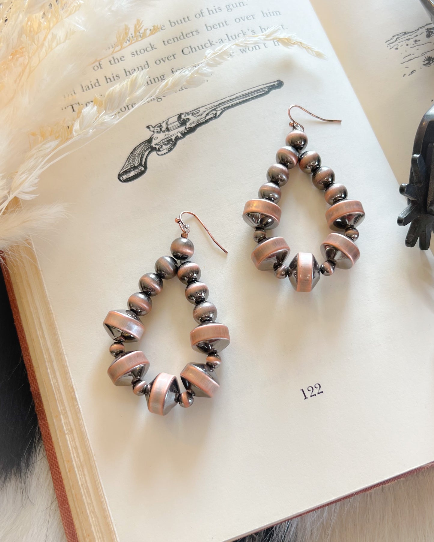 Navajo Style Pearl Teardrop Earrings - Multiple Colors